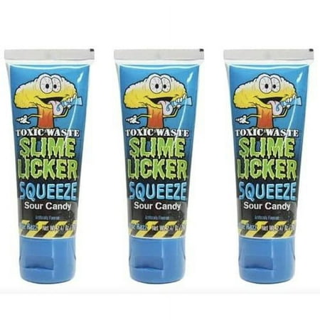 | Toxic Waste Slim Licker Sour Squeeze Candy, 2.47 Oz. Blue Razz (3-Pack)