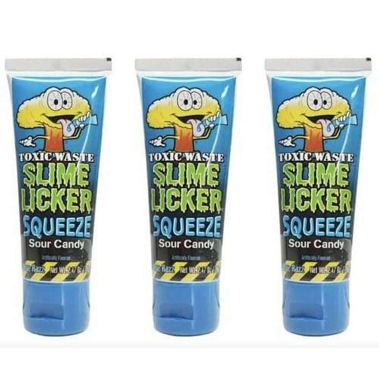 Toxic Waste Slim Licker Sour Squeeze Candy, 2.47 Oz. Blue Razz (3