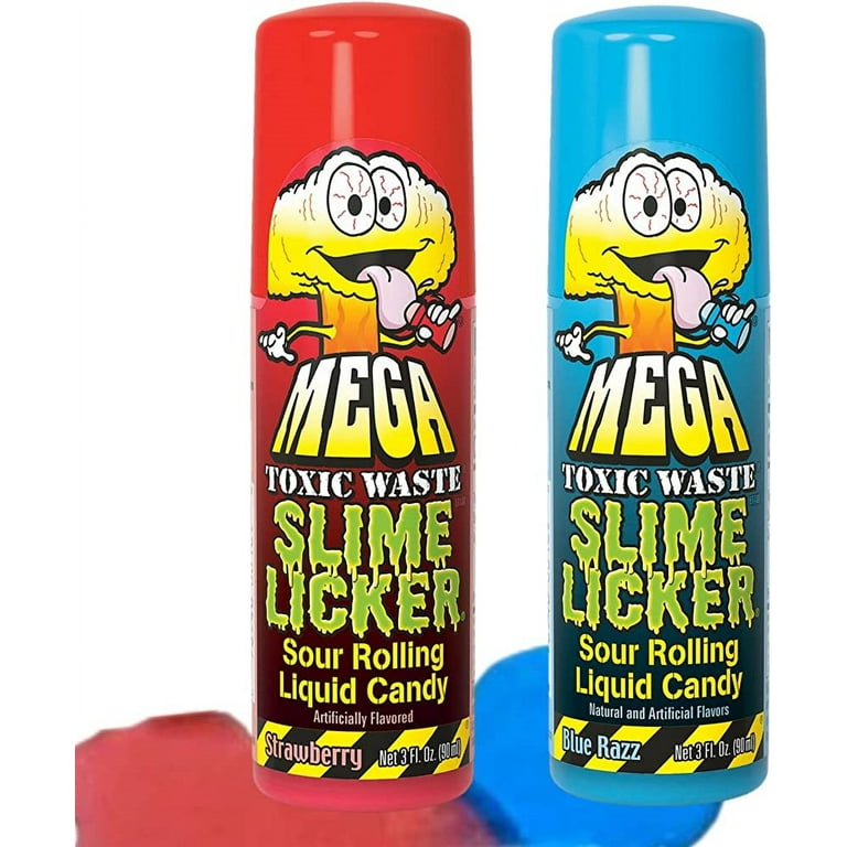 Toxic Waste Slime Licker Sour Mega Rolling Liquid Candy, Variety 2-Pack 3  oz. 