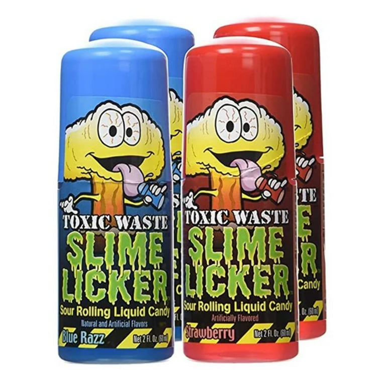 Toxic Waste Slime Licker Sour Rolling Liquid Candy, Variety 4-Pack 2 oz.  Bottles 