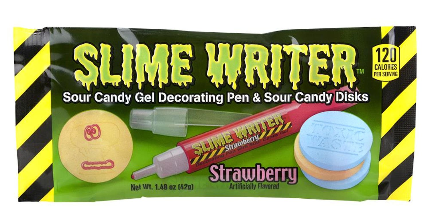 Toxic Waste Slime Writer Pen and Sour Candy Disk Red