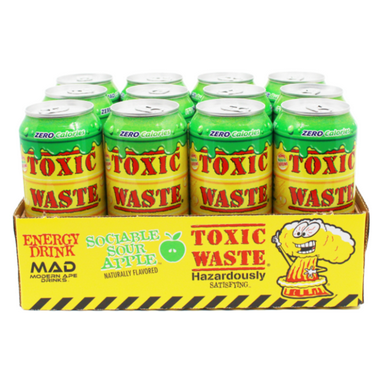 Toxic Waste Sociable Sour Apple Energy Drink 16oz, 12ct case