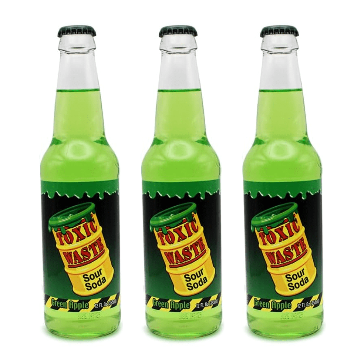 Toxic Waste Sour Green Apple Soda Pop, 12 fl oz Glass