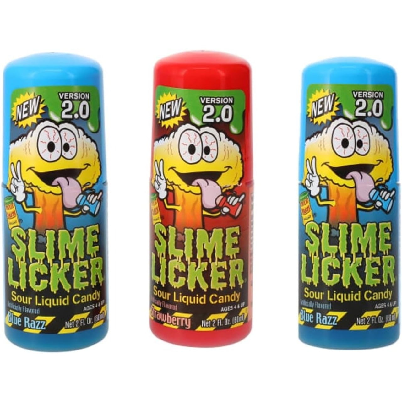 Toxic Waste Version 2 Blue Razz & Strawberry Sour Rolling Liquid Candy - Pack of 3