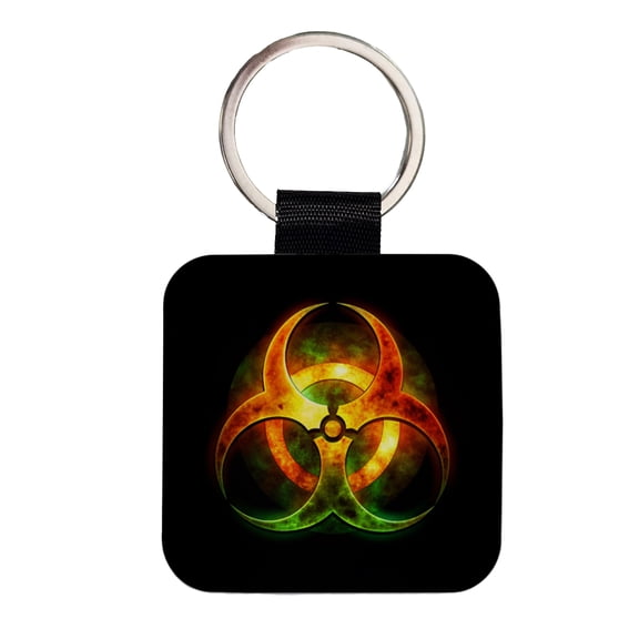 Toxic Zombie Outbreak Symbol Faux Leather Square Keychain