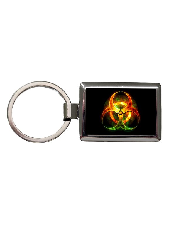 Toxic Zombie Outbreak Symbol Metal Rectangle Keychain