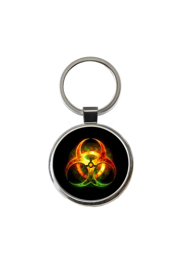 Toxic Zombie Outbreak Symbol Metal Round Keychain