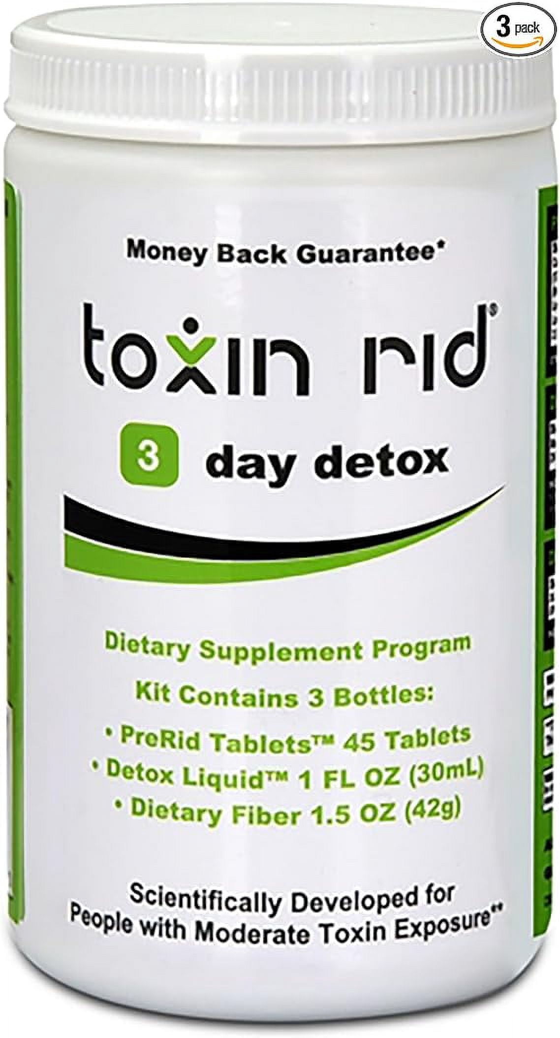 Toxin Rid 3 Day Detox Kit | Permanent Complete Natural Whole Body Cleanse for Women & Men | 45 Vegan Tablets with Liquid Formula & Dietary Fiber | Made in USA