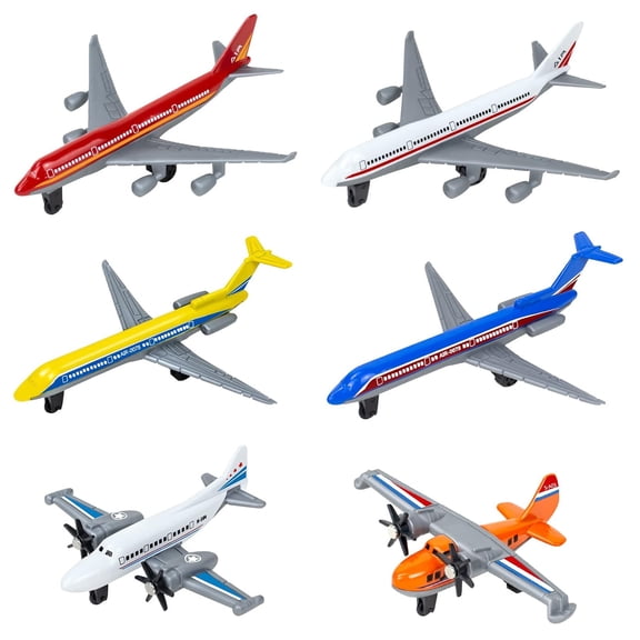 Toy Airplane 6 Pack, Diecast Airplane Toy for Boys Age 3 4-7 8-12, Alloy Planes Model/Glider Planes/Airlines Plane Toys for Kids Birthday Airforce Party Favors
