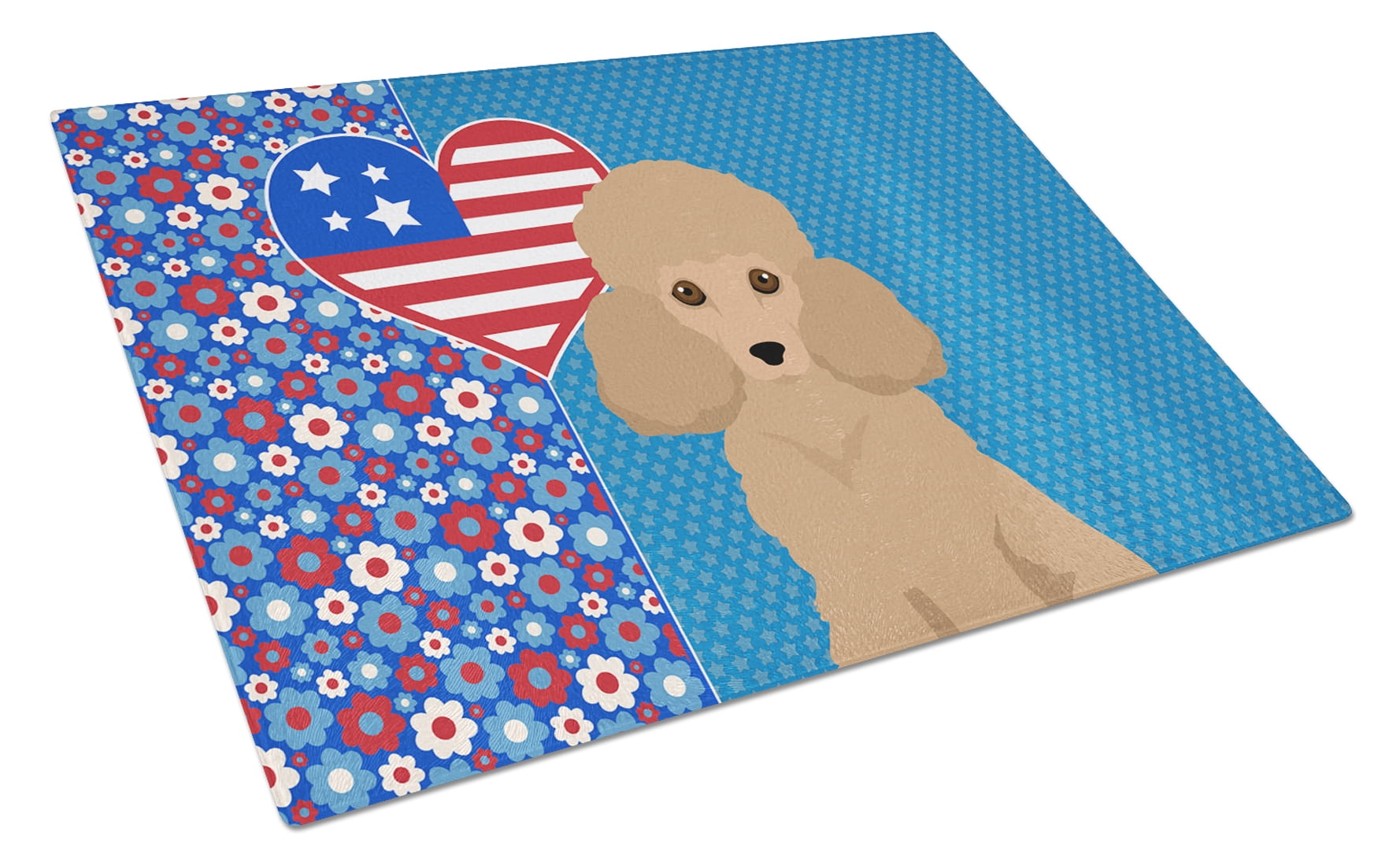 Toy Apricot Poodle Glass Cutting Board Large 12 in x 15 in