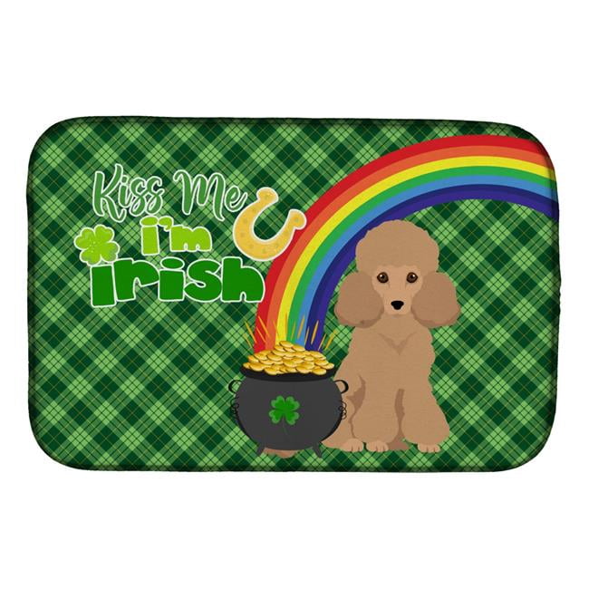 Toy Apricot Poodle St. Patricks Day Dish Drying Mat