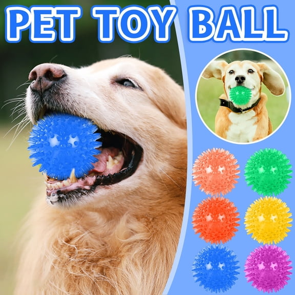 Toy Ball with High Elastic Squeaking Sounds, Pointed Spike Design for Water Floating and Teeth Cleaning, Small Size 2.56 Inches, Great for Holiday Play-Red