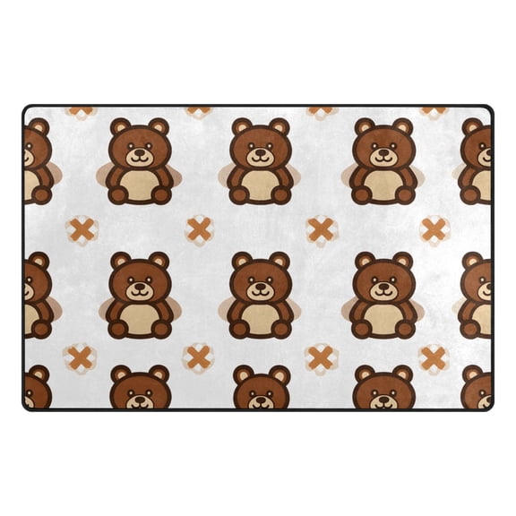 Toy Bear Pattern Memory Foam Area Rug 31"x20" Non Slip, Absorbent, Fade Proof for Living Room, Bedroom, Office