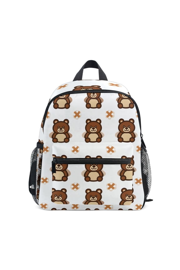 Toy Bear Pattern Mini Backpack Cute Small Backpack with Chest Strap and Whistle Ages 3-8