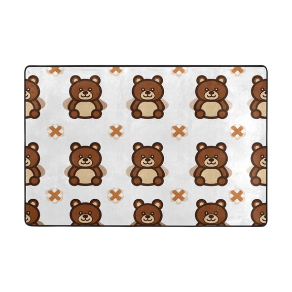 Toy Bear Pattern Rug 36x24in Memory Foam Absorbent Non Slip Plush for Bathroom Kitchen Entryway
