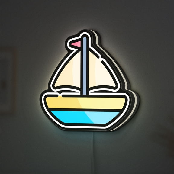 Toy Boat 3D Novelty Light Box, Soft Nursery Decor and Shelf Accent for Baby Rooms and Ocean Themed Spaces (Height 24 inch, 60cm)