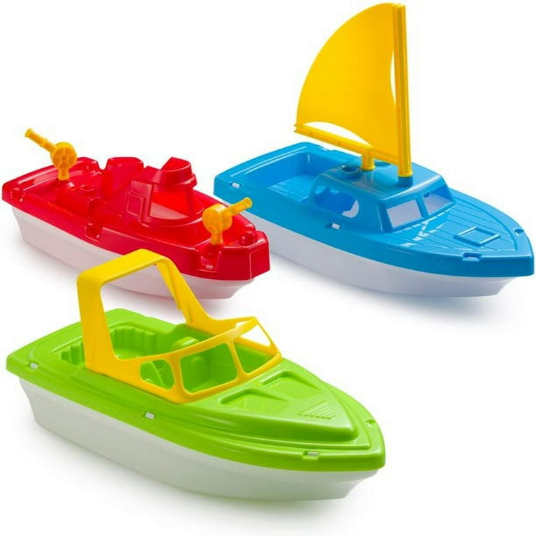 Toy Boat Bath Toys - Childrens Toy Boat Combo 3 Pack Kids Beach Toys Set of  3 Includes x1 Sail Boat, x1 Speed Boat, and x1 Tugboat Toy Boat Combo for