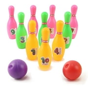 Toy Bowling Set For Toddlers 12 Pieces With 10 Pins 2 Balls And Carrying Case Safe Educational Early Learning Developmental Colorful Active Play Sport Game Great Gift For Preschool Children Boys Girls
