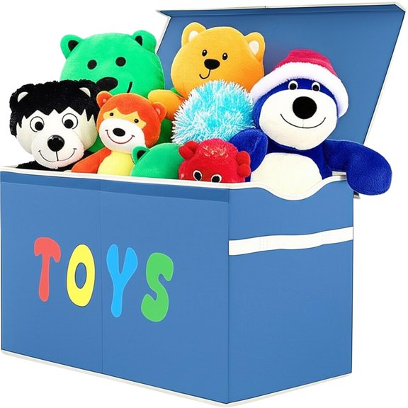 Toy Box Chest, Collapsible Sturdy Storage Bins with Lids, Extra Large Kids Toy Storage Organizer Boxes Bins Baskets for Kids, Boys, Girls, Nursery Room, Playroom, Closet (BLACK)