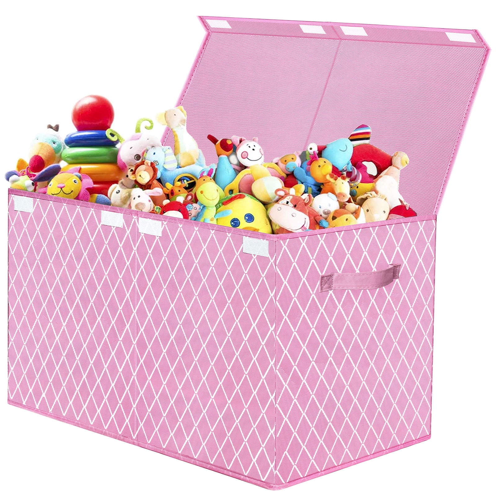 Chicken & Chicks Collapsible Storage Bin – Canvas Organizer With Leather Handle, 15x11x9.5”