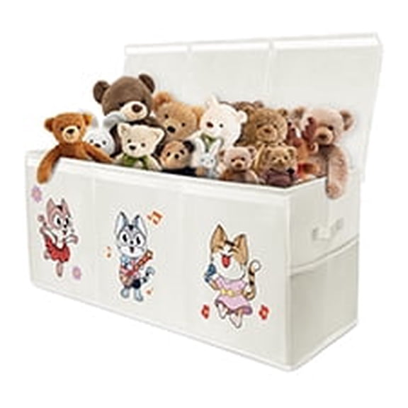 Toy Box Chest Organizer Bins for Girls Boys, Kids Large Fabric Collapsible Storage Basket Container with Flip-Top Lid & Handles for Clothes,Blanket,Nursery,Playroom,Bedroom (Beige)