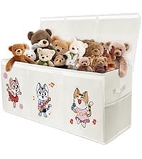 Toy Box Chest Organizer Bins for Girls Boys, Kids Large Fabric Collapsible Storage Basket Container with Flip-Top Lid & Handles for Clothes,Blanket,Nursery,Playroom,Bedroom (Beige)