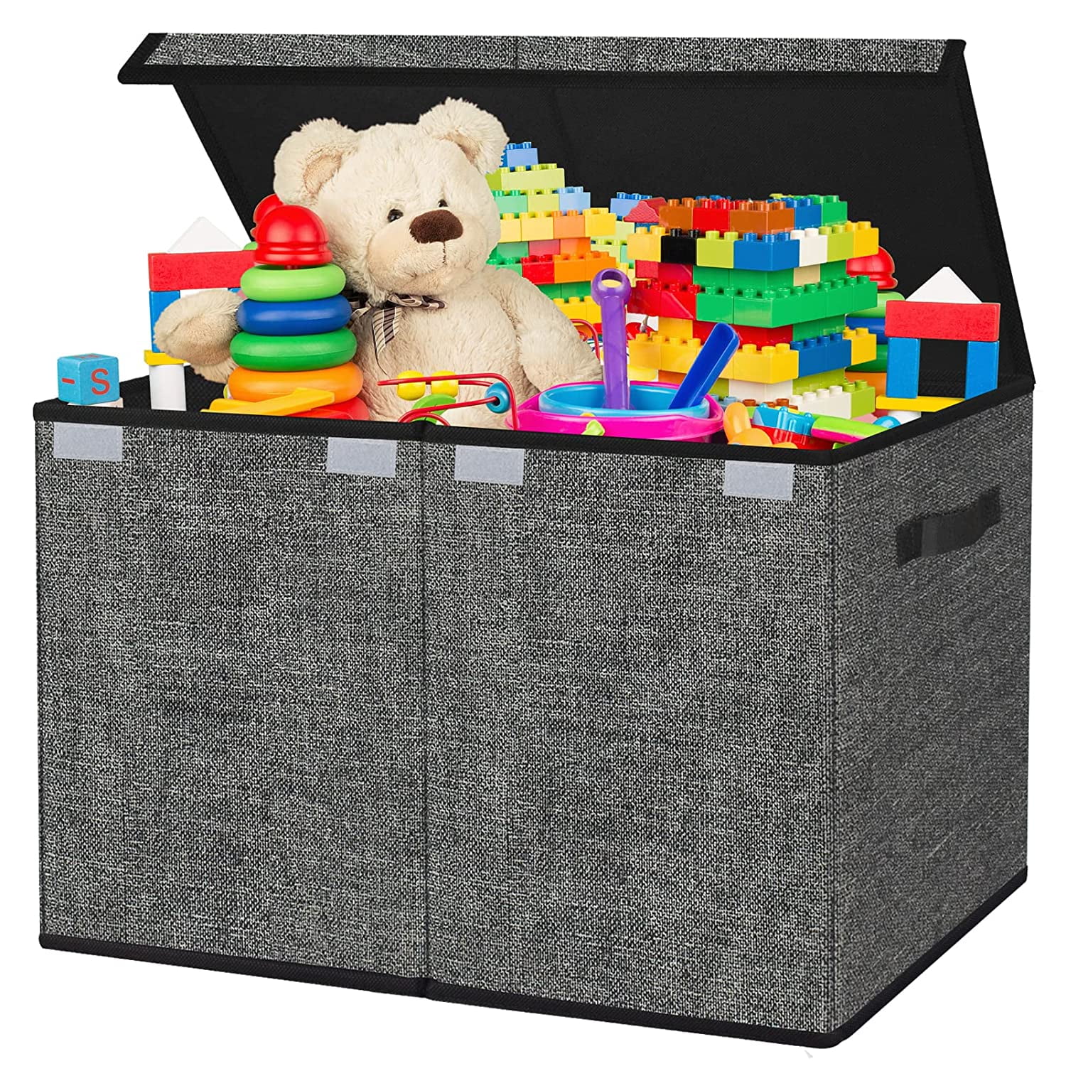TEAYINGDE 91L Large Toy Box Chest Storage Organizer with Lid, Collapsible  Kids Toys Boxes Basket Bins with Sturdy Handles for Boys and Girls,  Nursery, Playroom (Gray) 