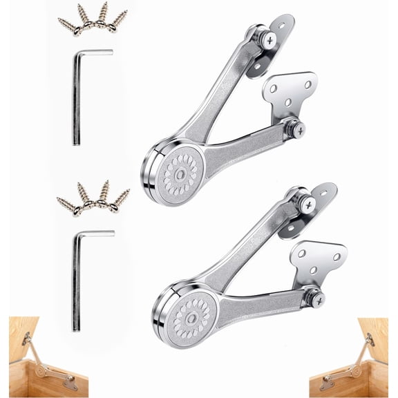 Toy Box Hinges Soft Close - Adjustable Chest Hinges for Wooden Box Chest Bench Trunk, Lid Support Soft Close Hinges for Toy Boxes Heavy Duty & Smooth | 2 Pack