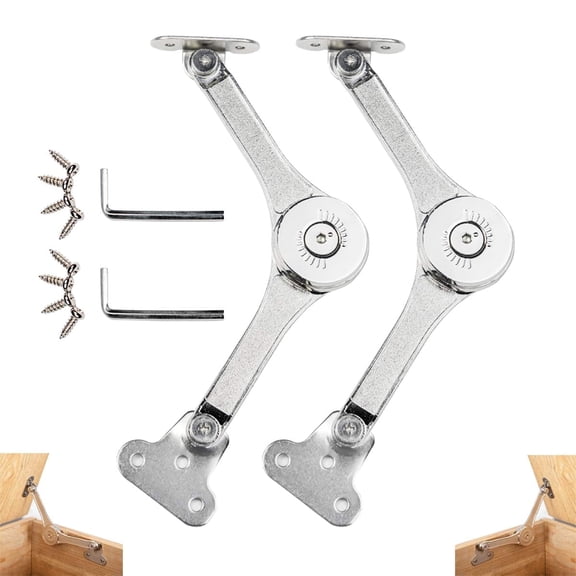 Aijiahee 2 Pack Heavy Duty Toy Box Hinges with Soft Close, 50 lbs Lid Support Hinges for Wooden Chests, Silver