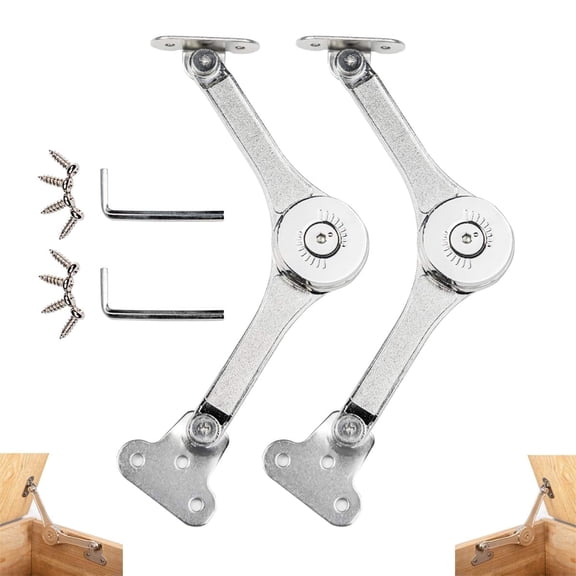 Aijiahee 2 Pack Heavy Duty Toy Box Hinges with Soft Close, 50 lbs Lid Support Hinges for Wooden Chests, Silver