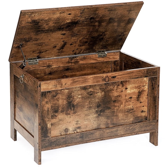 Toy Box, Retro Wooden Look Storage Chest with Safety Hinge, Entryway Storage Bench Supports 220 lb, 29.9 x 15.7 x 18.9 Inches Toy Chest Organizer, Easy Assembly (Rustic Brown)