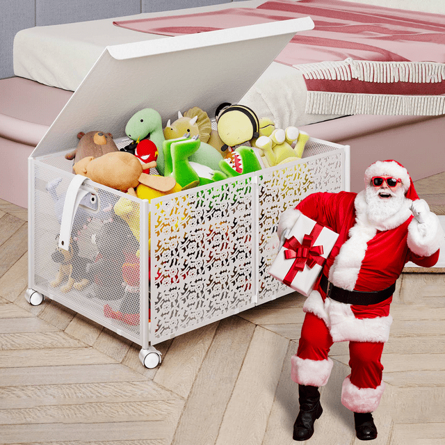 Toy Box Storage, 75L Collapsible Metal Toy Chest Toy Organizers and