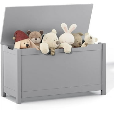 Toy Box Storage Bench - Storage Chest, Shoe Bench & Trunk Organizer with Safety Hinges (Gray)