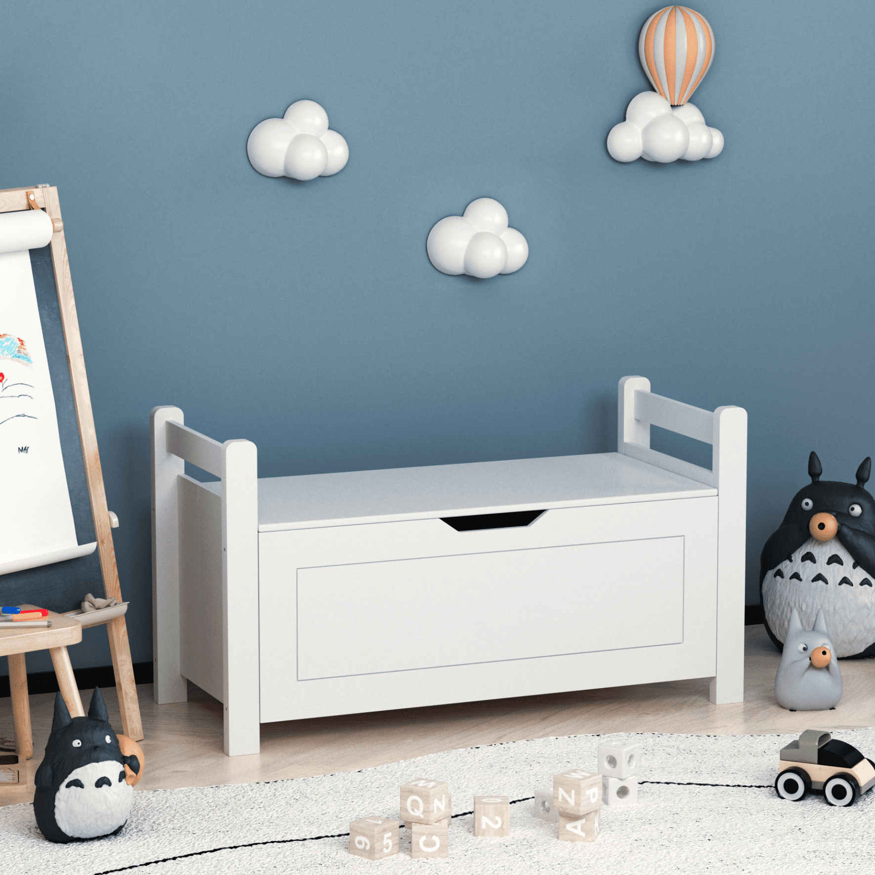 Toy Box Storage Chest for Girls Boys Wooden Trunk Bench w Flip top Lid Safety Hinge Kids Play Room Nursery Organizer White Walmart