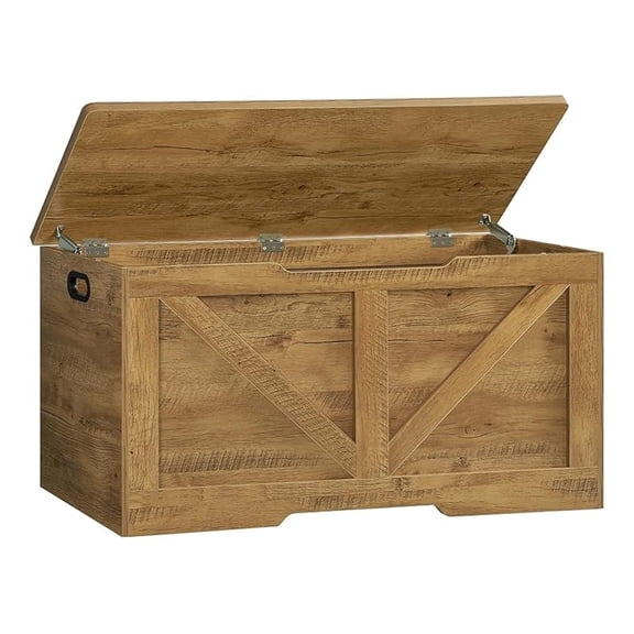 Toy Box, Storage Chest with 2 Safety Hinges, Lift Top Chest, Storage , for Living Room, Bedroom, Entryway, Brown