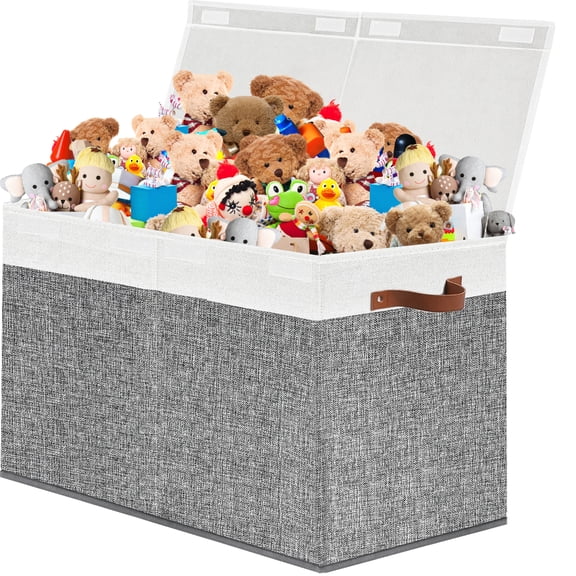 Toy Box Storage with Lids Collapsible Toy Chest Bin Container Organizer for boy girls with Leather Handles for Nursery,Playroom,Bedroom