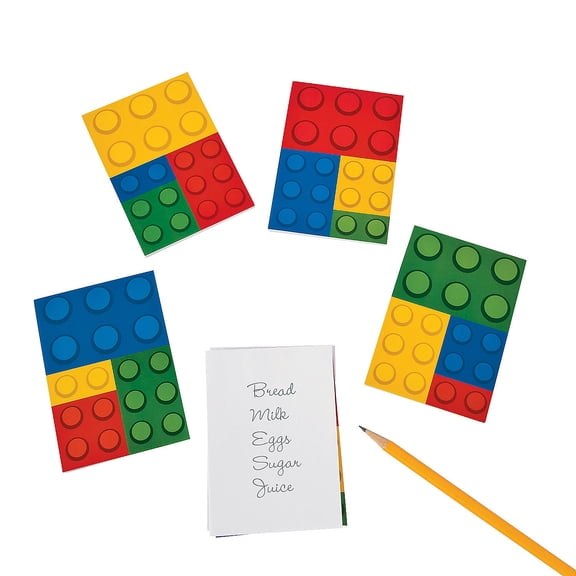 Fun Express - Toy Brick Notepads for Birthday - Stationery - Notepads - Notepads - Birthday - 24 Pieces