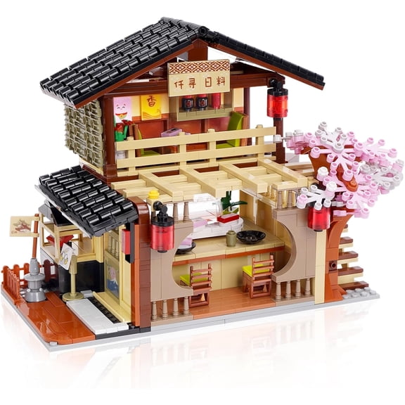 Toy Building Block, Japanese Sushi Shop Model Kit, Compatible with Regular Size Brick, Creative Construction, Shop House City View763 PCS