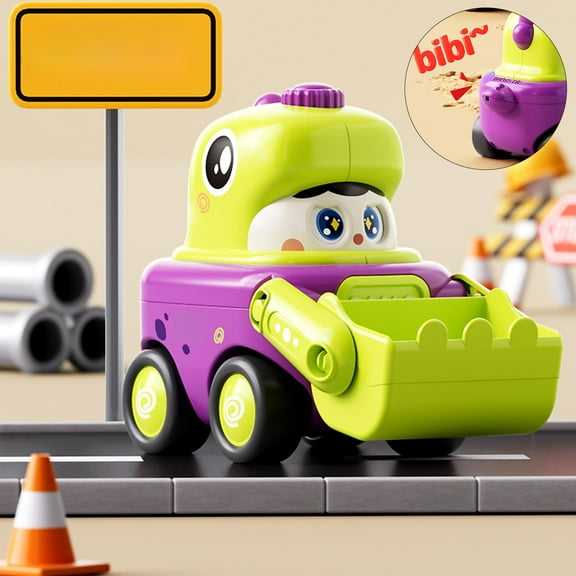 Toy Car Dinosaur Face Changing Engineering Vehicle,Puzzle Toy with Whistle,Press and Go Fun Car for Kids,Interactive Playtime Activity,&nbsp;Educational STEM Toy for Children,Great Gift for 3-6+