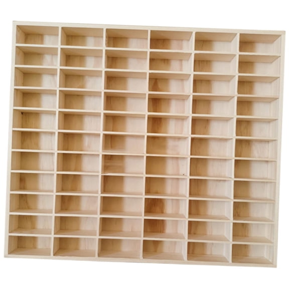Toy Car Display Case Shelf Wall Mount Organizer Solid Wood Construction 66 Compartments for Adult Collectors
