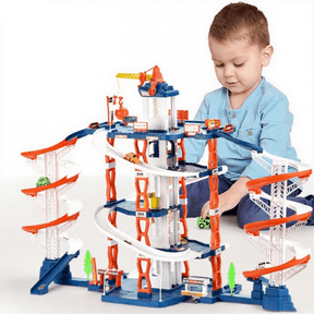 Toy Car Garage Playset for Kids with 3 Cars Track & Manual Lift, Car Ramp Toy for Ages 3+ Gifts
