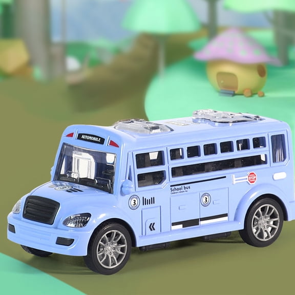 Toy Car Inertial Bus, Usupdd Push Forward Bus Toy for Toddlers, Mini Plastic Bus Model with Open Door for Kids Age 3+, Blue