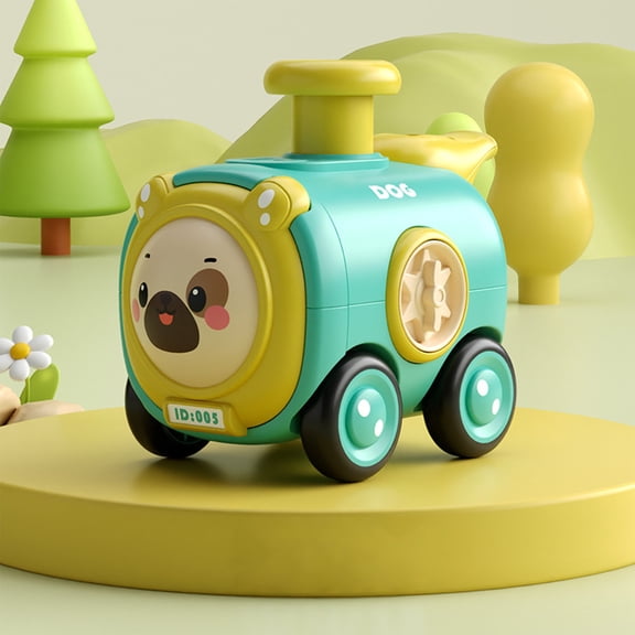 Toy Car for Kids Press Change Face Whistle Small Train Toy Interactive Educational Toy Battery-Free Moving Car Perfect Birthday Gift Parent-Child Play Fun Green