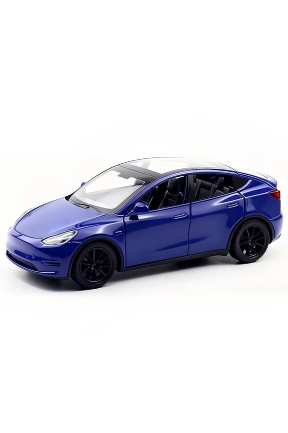 Play Vehicle Model Y, BDTCTK Diecast Pull Back Car Toys Alloy Vehicles with Lights and Sounds 1:32 Scale Model Car (Blue