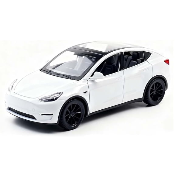 Toy Car Model Y, BDTCTK Diecast Pull Back Car Toys Alloy Vehicles with Lights and Sounds 1:32 Scale Model Car (White