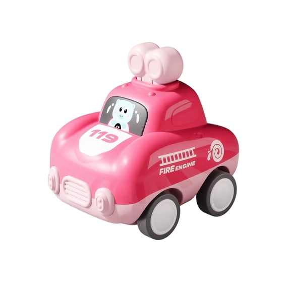 Toy Car for Toddlers, Cute Pink Fire Engine Push‑Powered Vehicle, Friction Powered Mini Car Toy, Educational Play Car Gift for Boys Girls
