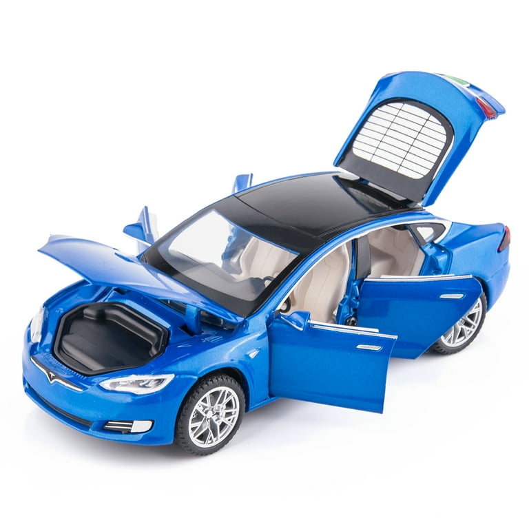 Toy Car telas Tesla Model S BDTCTK Diecast Pull Back Car Toys Alloy Vehicles with Lights and Sound 1 32 Scale Model Car Blue