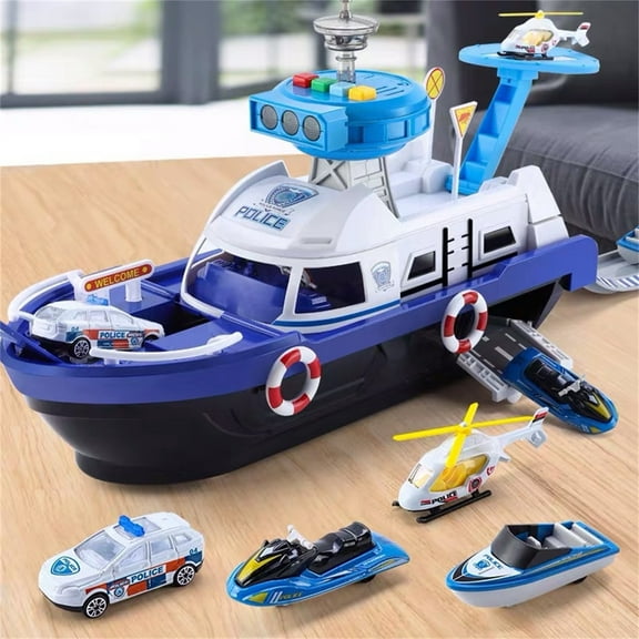 Toy Cargo Ship Under $5! Yrmaups Toy Cargo Ship,kidsToy Ship with Alloy Cars Airplane, Light and Sound Toy Boat forkids, Transport Ship Toy for Bath Tub, Interactive Toy Ship forchildrenAge 3-6