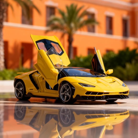 Toy Cars 1/18 Diecast Cars LP770 Metal Sports Car Model Car Kits, Carros De Coleccion for Adults and Kids, Pull Back Cars with Lights and Sounds, Big Toy Cars for Boys Age 4-7 (Yellow)