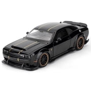 BDTCTK Play Vehicle Compatible for Dodge Challenger SRT Hellcat Pull Back 132 Scale with Lights and Sounds, Black